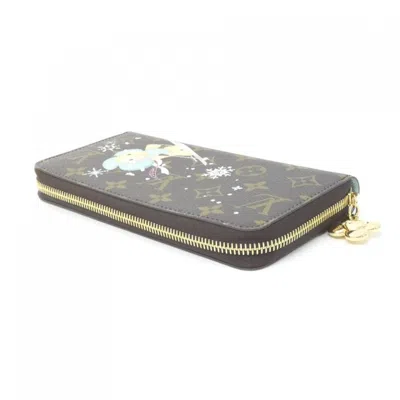 Pre-owned Louis Vuitton Azur Marron Coated Canvas Long Wallet (bi-fold) ()