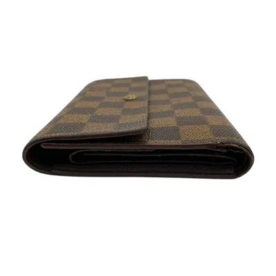 Pre-owned Louis Vuitton Brown Damier Canvas Ebene Damier Canvas Long Wallet (tri-fold) ()