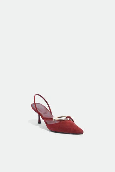 Simkhai Women's Love Knot Suede Slingback In Cranberry Gold In Red