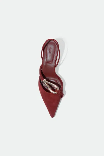 Simkhai Women's Love Knot Suede Slingback In Cranberry Gold In Red