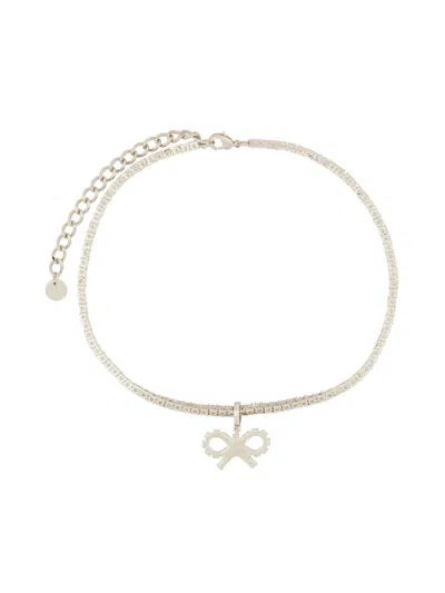 Self-portrait Silver Crystal Tennis Necklace In Silver