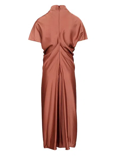 Federica Tosi Abito Sbieco Raso Viscosa Dresses Brown In Brown