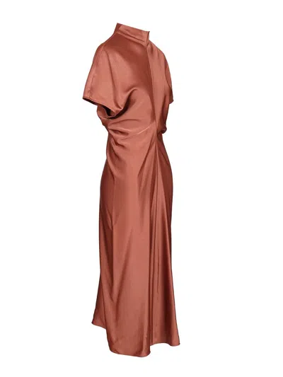 Federica Tosi Abito Sbieco Raso Viscosa Dresses Brown In Brown