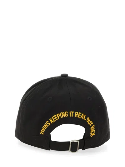 Dsquared2 Embroidered Logo Cotton Cap In Black