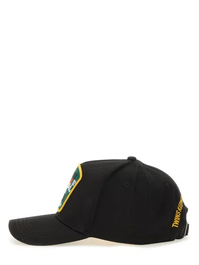 Dsquared2 Embroidered Logo Cotton Cap In Black