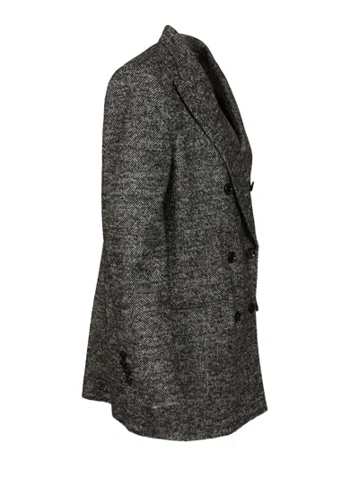 Dolce & Gabbana Blazer Doppio Petto Chevron Misto Lana Jackets Grey In Gray