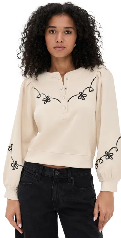 Rails Hanne Embroidered Half-placket Sweatshirt In Metallic