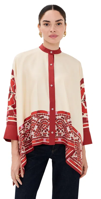 La Doublej Silk Twill Shirt With Hand-applied Cobra Motif In Multi
