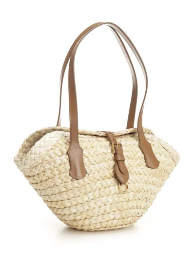 Dolce & Gabbana Capri Straw Bag Shoulder Bags Beige In Neutral