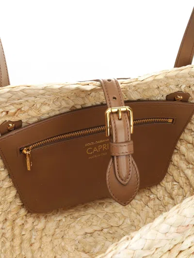 Dolce & Gabbana Capri Straw Bag Shoulder Bags Beige In Neutral