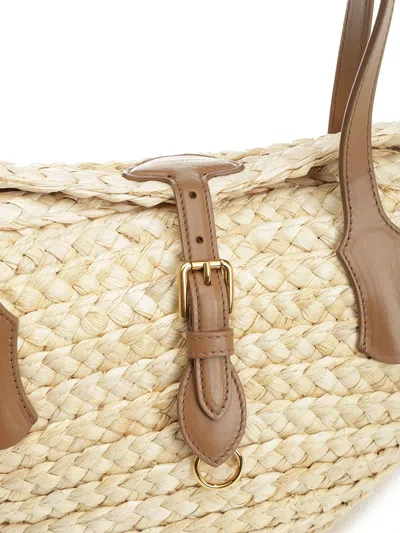 Dolce & Gabbana Capri Straw Bag Shoulder Bags Beige In Neutral