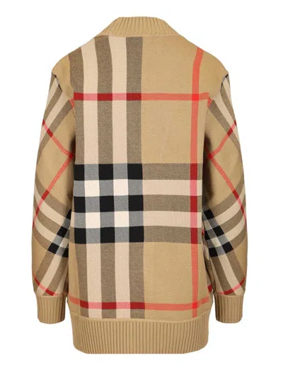 Burberry Check Wool Blend Cardigan Knitwear Multicolor In Neutral