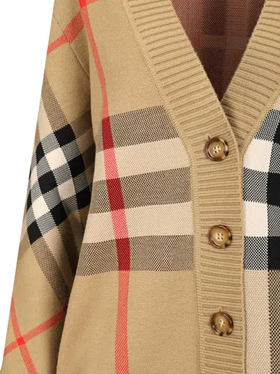 Burberry Check Wool Blend Cardigan Knitwear Multicolor In Neutral