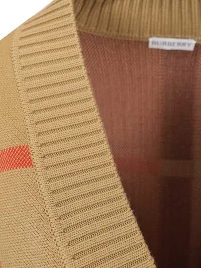 Burberry Check Wool Blend Cardigan Knitwear Multicolor In Neutral