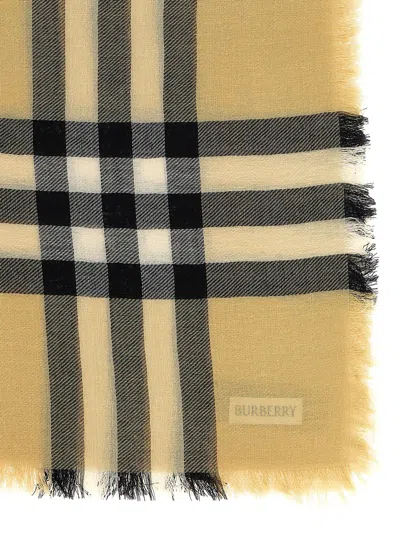 Burberry Check Wool Scarf Scarves And Foulards Beige In Brown