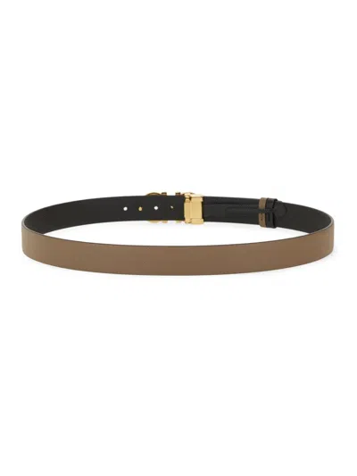 Ferragamo Adjustable Reversible Belt Gold-tone Buckle In Brown