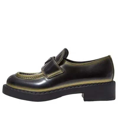 Prada Logo-plaque Leather Loafers In Black