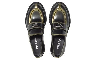 Prada Logo-plaque Leather Loafers In Black