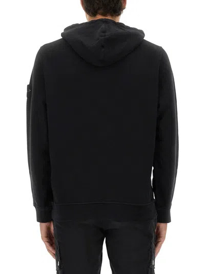 Stone Island Compass Cotton Hoodie In Black