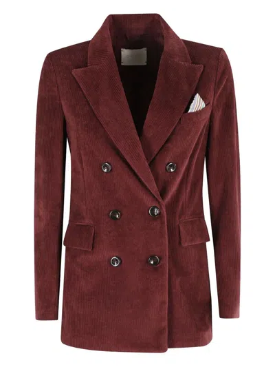 Circolo 1901 Double-breasted Corduroy Jacket With Flap Pockets In Red