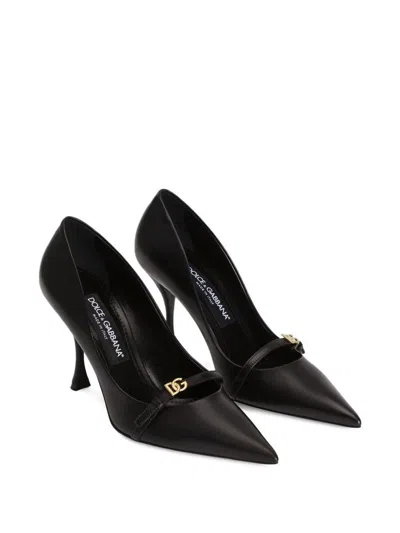 Dolce & Gabbana 90mm Leather Pumps With Pointed Toes In Black
