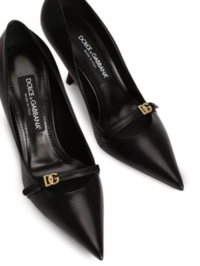 Dolce & Gabbana 90mm Leather Pumps With Pointed Toes In Black