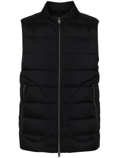 Herno Stand Collar Down Vest In Black