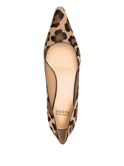 Francesco Russo 35mm Leopard-print Kitten-heel Pumps In Brown