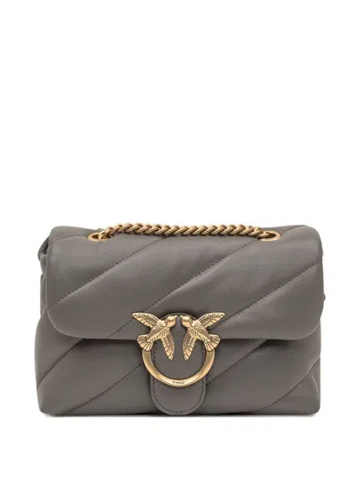 Pinko Love Quilted Logo-embellished Shoulder Bag In Gray