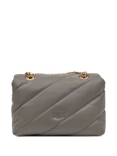 Pinko Love Quilted Logo-embellished Shoulder Bag In Gray