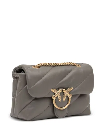 Pinko Love Quilted Logo-embellished Shoulder Bag In Gray