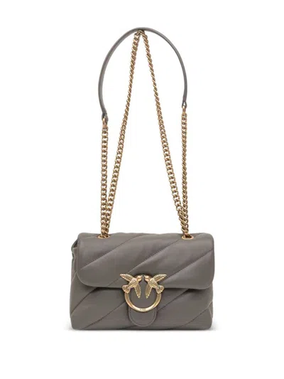 Pinko Love Quilted Logo-embellished Shoulder Bag In Gray