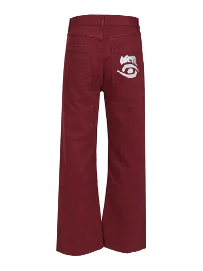 Arte Denim Jeans Trousers Bordeaux In Red