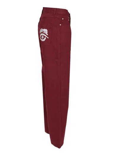 Arte Denim Jeans Trousers Bordeaux In Red