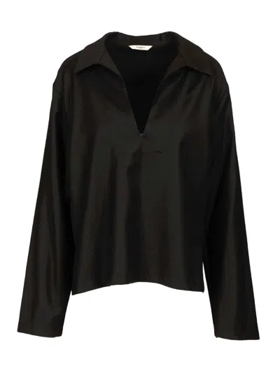 Barena Venezia Long-sleeve Collared Top In Black