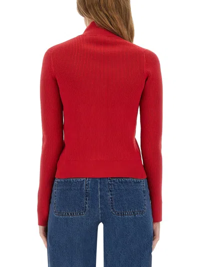 Jw Anderson J. W. Anderson Fitted Cardigan With Zipper In Red