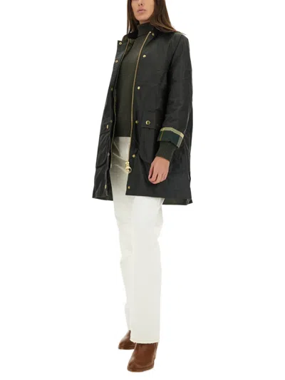 Barbour Waxed Cotton Casual Jacket With Corduroy Collar In Black