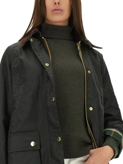 Barbour Waxed Cotton Casual Jacket With Corduroy Collar In Black