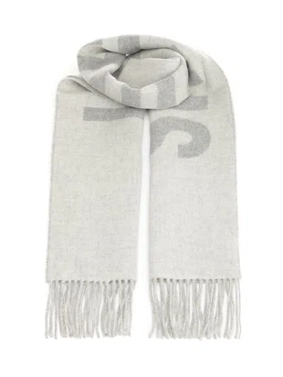 Jacquemus Fringed Wool-jacquard Scarf In Gray