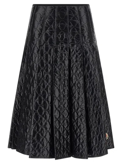 Moncler Black Padded Midi Skirt In Black