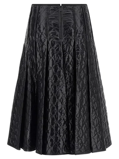 Moncler Black Padded Midi Skirt In Black