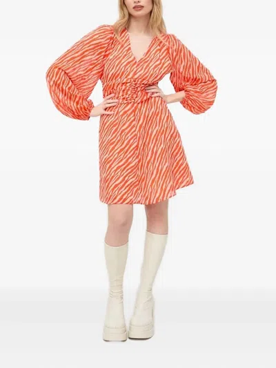 Notes Du Nord Zebra-print Button-detailed Mini Dress In Multi