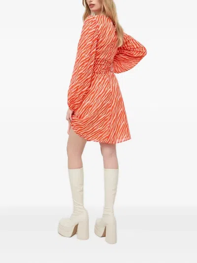 Notes Du Nord Zebra-print Button-detailed Mini Dress In Multi