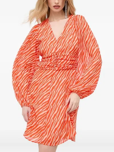 Notes Du Nord Zebra-print Button-detailed Mini Dress In Multi