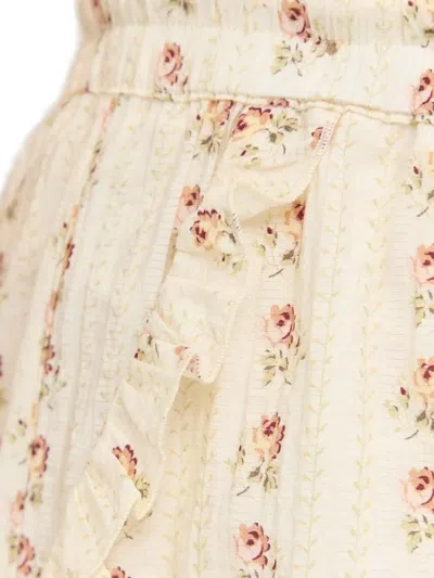 Notes Du Nord Floral-print Ruffled Shorts In Gray