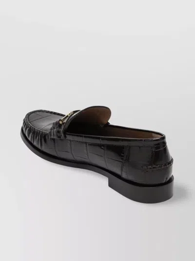 Ferragamo Dark Brown Moccasin New Vara Chain In Black