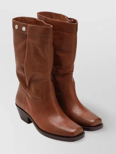 Isabel Marant Ademe Havana Leather Biker Boot In Brown