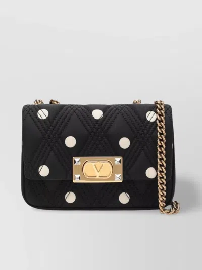 Valentino Quilted Bag With Chain Strap And Studded Rivets In Black