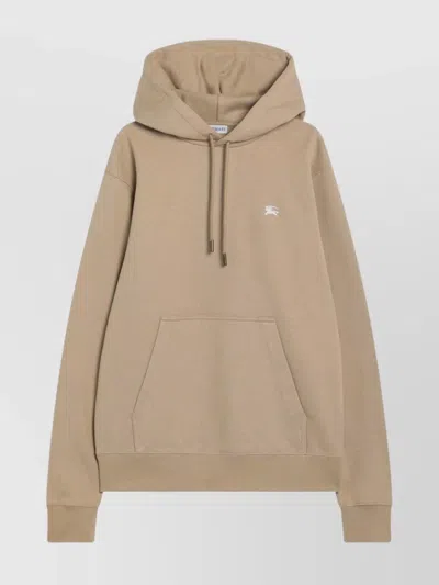 Burberry Knight Stamp Hoodie With Front Pocket In Nude