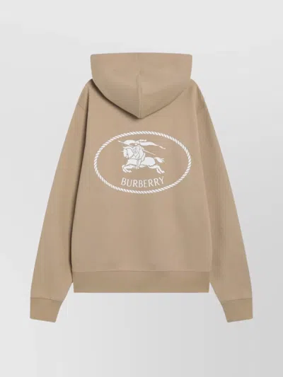 Burberry Knight Stamp Hoodie With Front Pocket In Nude